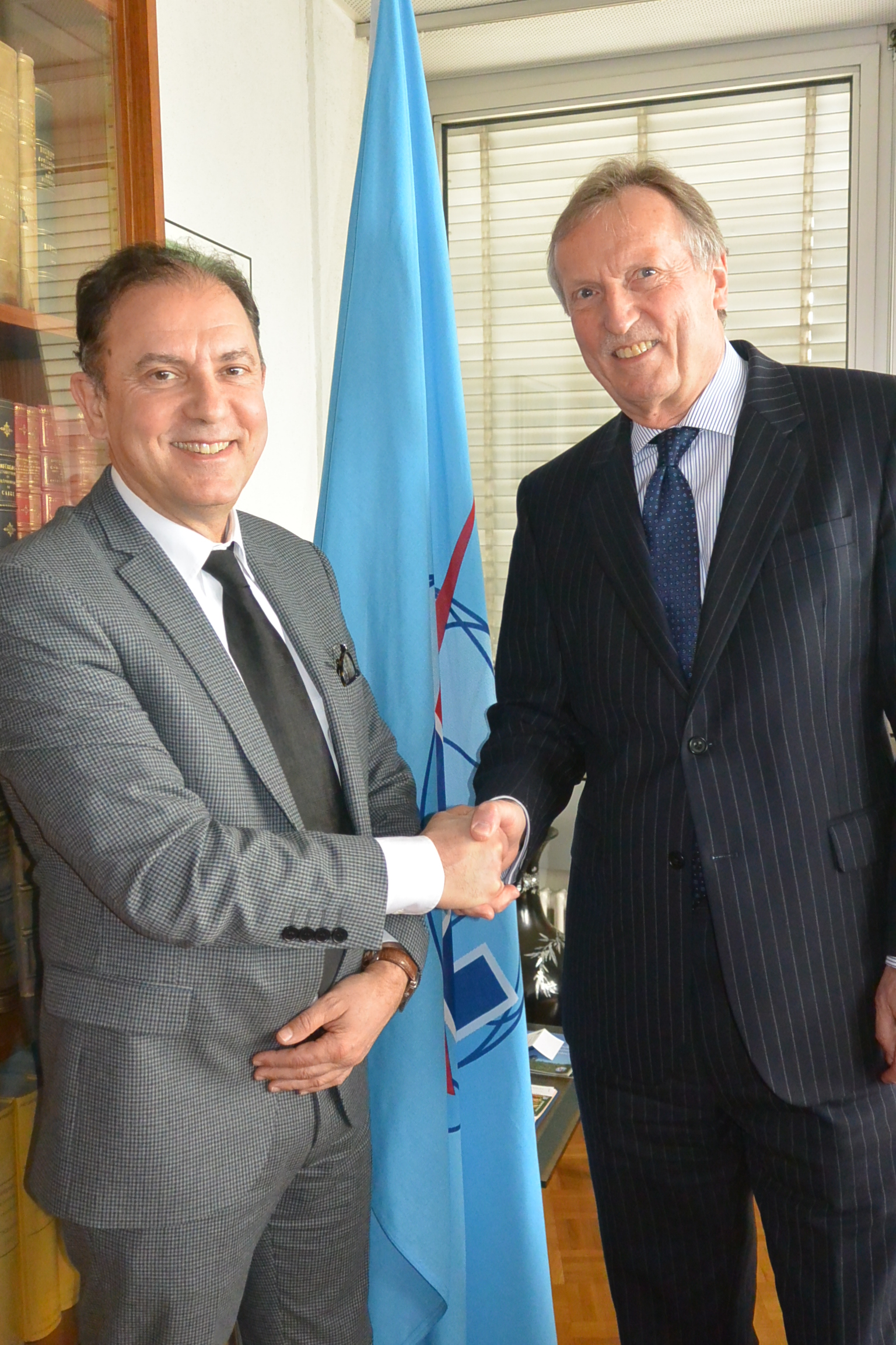 “ITU Deputy Secretary General Mr Malcom Johnson welcomes Dr Pierre Chancel, Senior Vice President, Global Diabetes at Sanofi as
