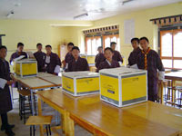 Students from Samtagang Lower Secondary School receiving the computers. Source: Wangay Dorji/BICMA