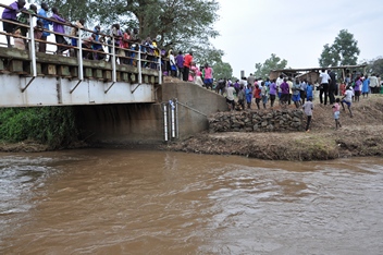 Rising flood waters on River Manafwa in Eastern Uganda