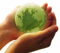 Photo: Green world globe