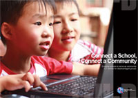 "Connect a school, connect a community" poster