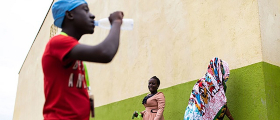 Boy drinking water