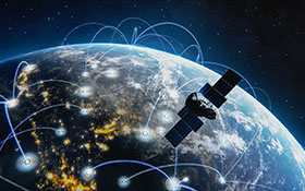 Satellite flying over earth