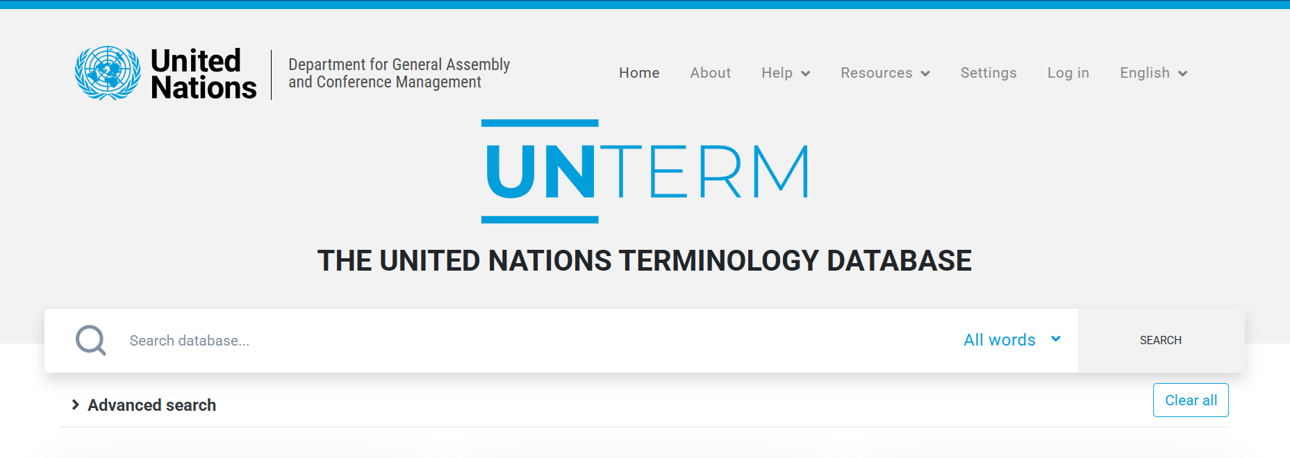 Home page UNTERM