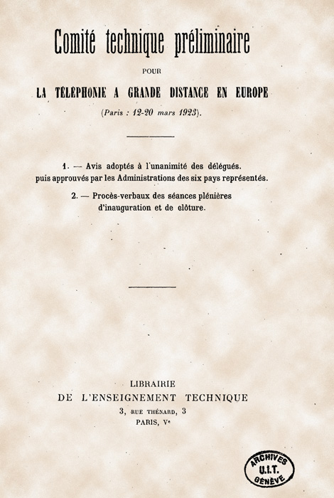 Comité technique préliminaire pour la téléphonie à grande distance en Europe (Paris, 1923)