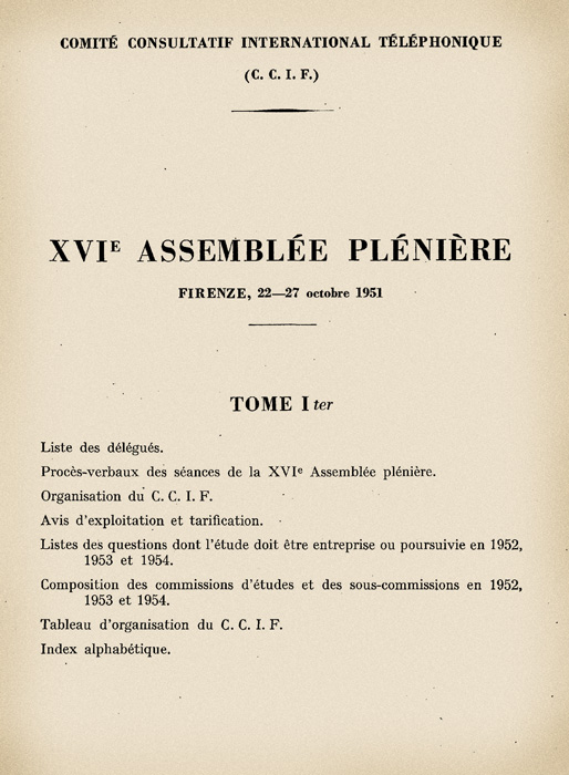 CCIF - XVIth Plenary Assembly (Florence, 1951)
