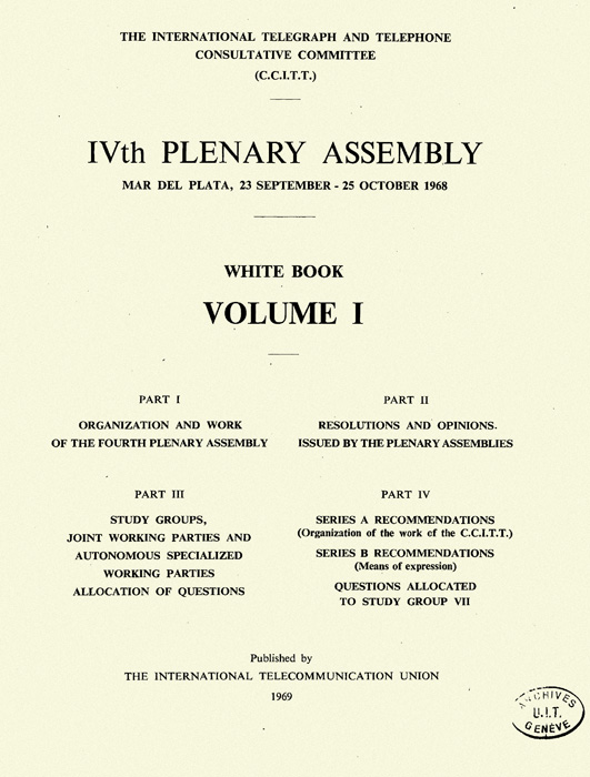 CCITT - IVth Plenary Assembly (Mar del Plata, 1968)