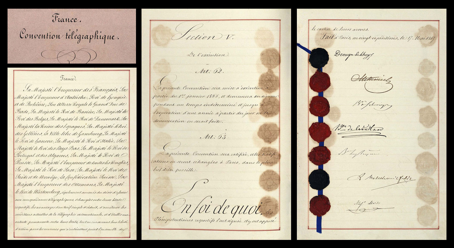1865年，国际电报联盟签署了第一份公约