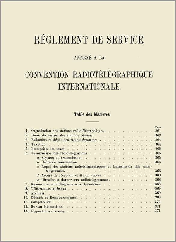 《无线电规则》第一版（1906年）只有十五页
