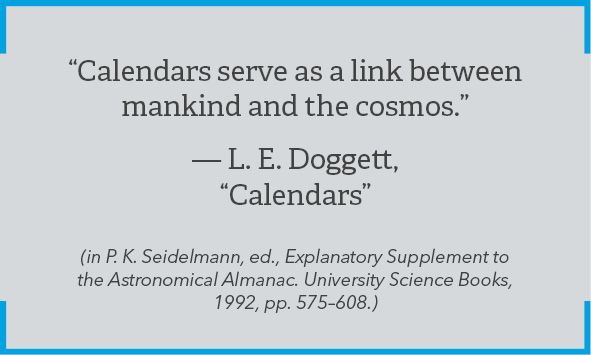 “Calendars serve as a link between mankind and the cosmos.”