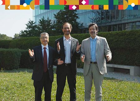 Seizo Onoe (ITU), Sergio Mujica (ISO), and Philippe Metzger (IEC) celebrate standards for a sustainable energy future.