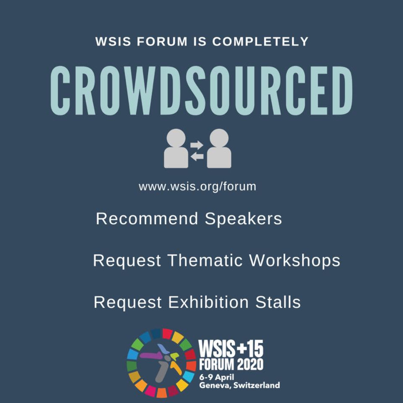 WSIS Forum OCP — Share your views and suggestions on the thematic aspects and format of the forum, as well as, request thematic workshops and exhibition stalls, and recommend speakers.
