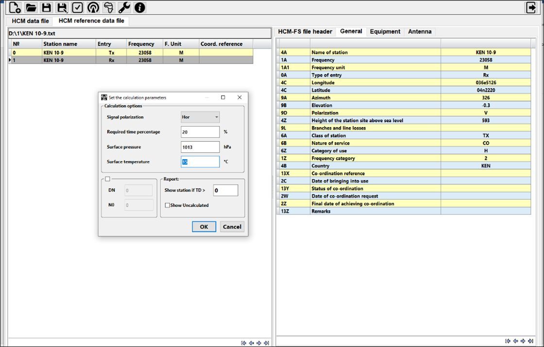 Calculation Parameters