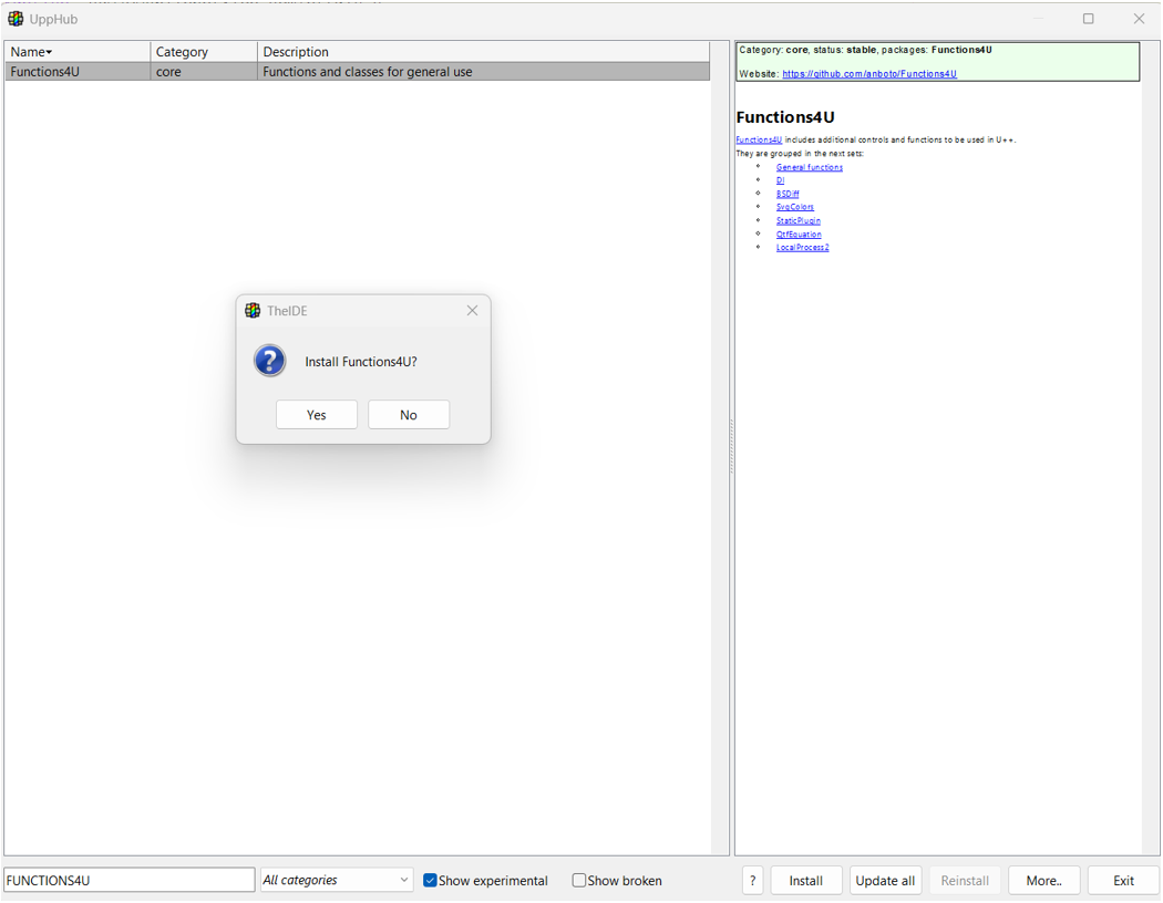 Search Functions4U in UPP Hub