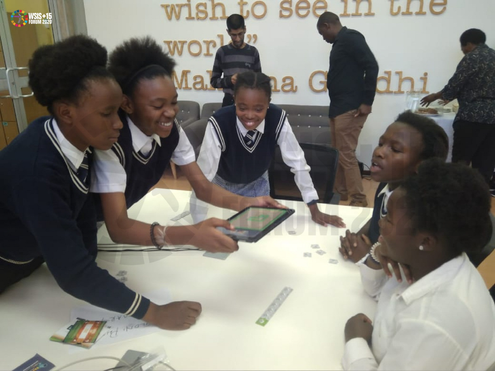 Children learning coding skills with Tanks Coding Game in Johannesburg Libraries