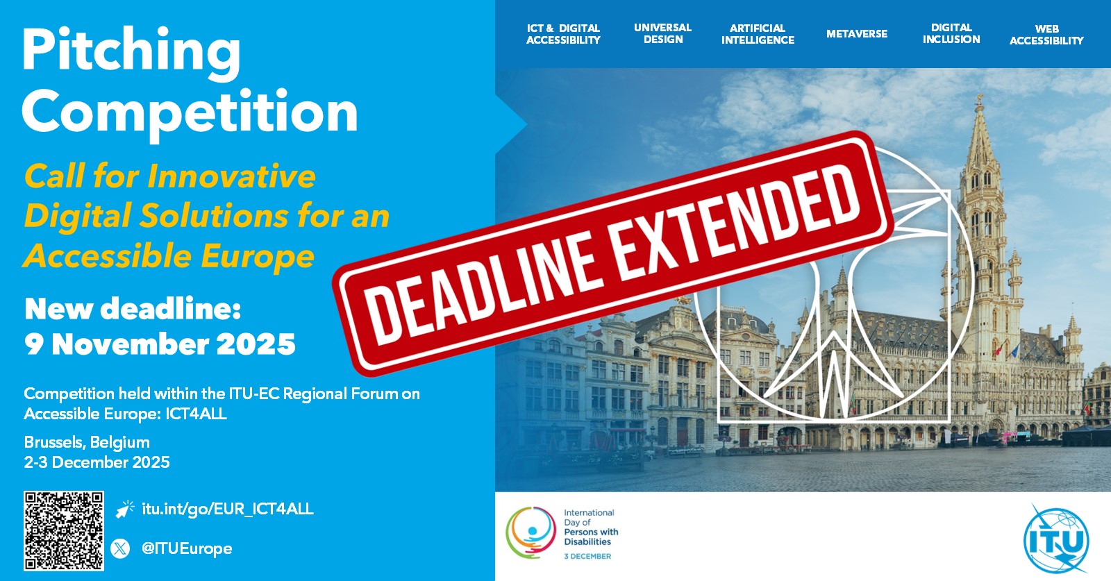 Pitching call for digital solutions for accessibility in Europe. Deadline extended: 9 Nov 2025.